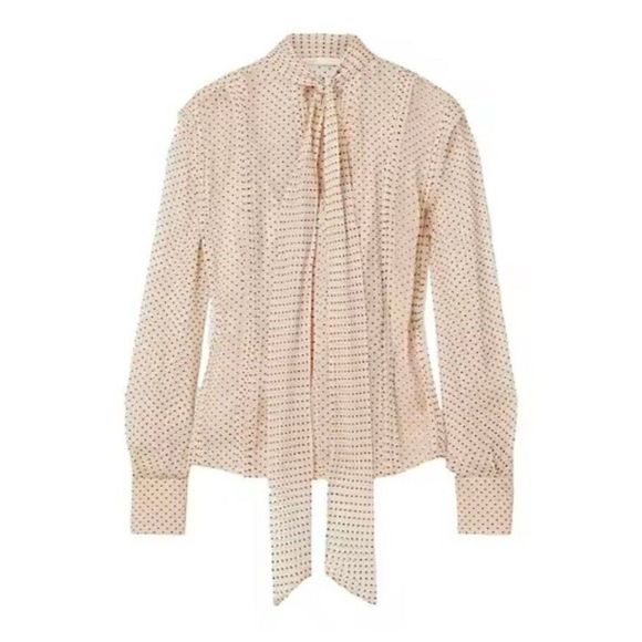 Jason Wu Collection Polka Dot Tie Neck Long Sleeve Silk Blouse Women's Size 10 - Picture 4 of 13